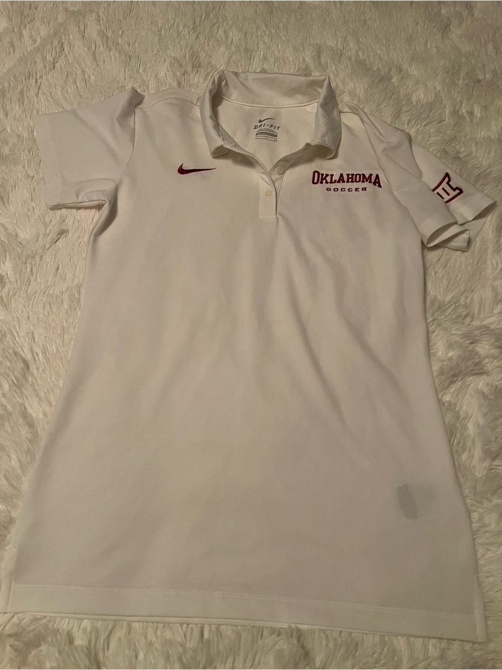 Nike White Dri-FIT Polo with Red Accent